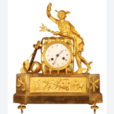 ABS29 French gilt bronze mantel clock, with a gilt statue of 'Mercury/Hermes'