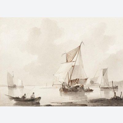 P39 J.C. Schotel - Pen in brown, ink in black, and grey wash on paper on cardboard,