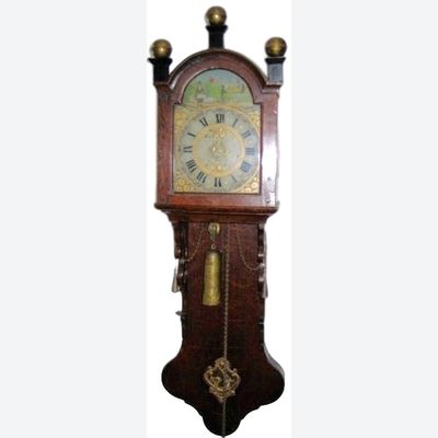 DW24 Besonderes friesisches Pendeluhr, sogenannte Bürouhr oder Notarisklok, ca. 1830, im vollständig originalen Zustand