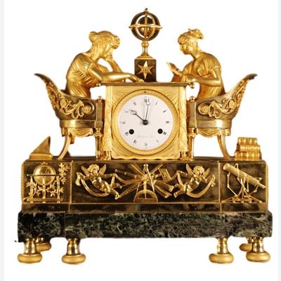 M63 French mantle clock ‘La leçon d’Astronomie’