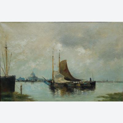 P10 Boote in der Nähe des Flussufers