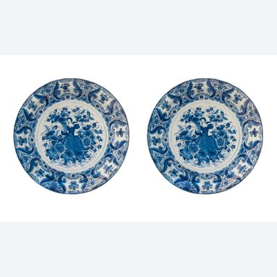 Een Paar Schotels in Blauw Delfts Aardewerk