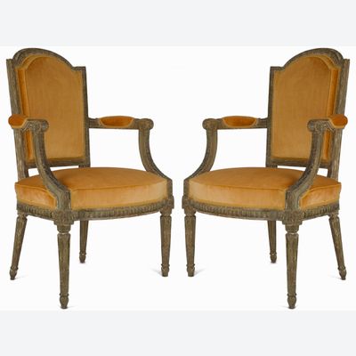 Een Paar Louis XVI Fauteuils