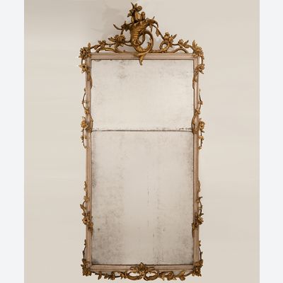 Een Rechthoekige Louis XVI Vergulde Spiegel