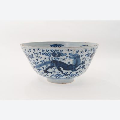 A Blue and White Dutch Delft Deep Bowl