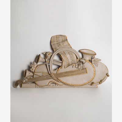 Wooden Carving Depicting Musical instruments