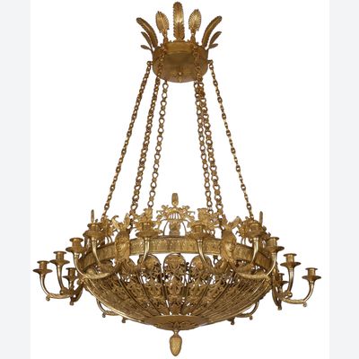 A Fire Guilded Bronze Eighteen-Lights Baltic Empire Chandelier
