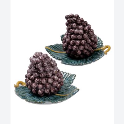 A Pair of Grape Tureens in Polychrome Dutch Delftware