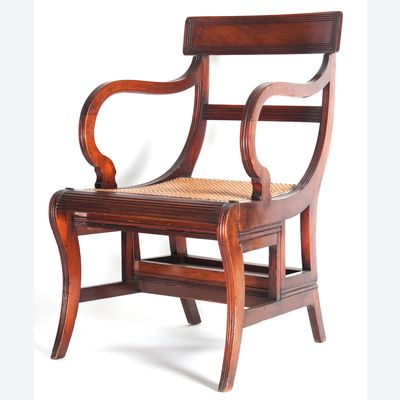 A Regency Mahogany Metamorphic Library Chair/Steps