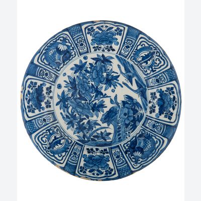 A Blue and White Dutch Delft Kraak-Style Charger