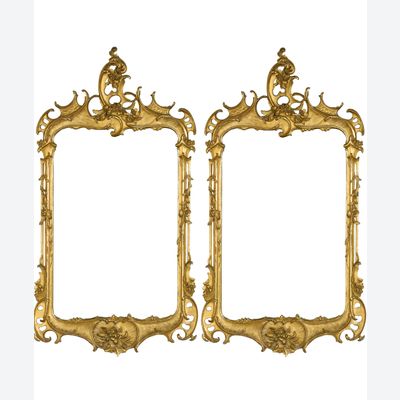 Een Paar Rechthoekige Hollandse Louis XV Spiegels