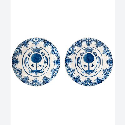 Pair Blue and White Orangist Dishes, so called 'Pannekoekjes'