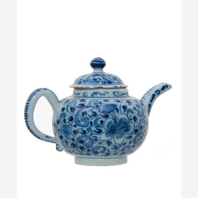 Delfts Blauw en Wit Aardewerk Theepot en Deksel