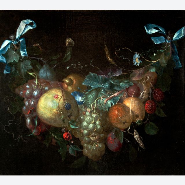 Still life with flower and fruit garland by Pieter Gallis