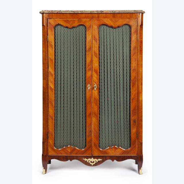 French Louis Quinze bookcase with marble top