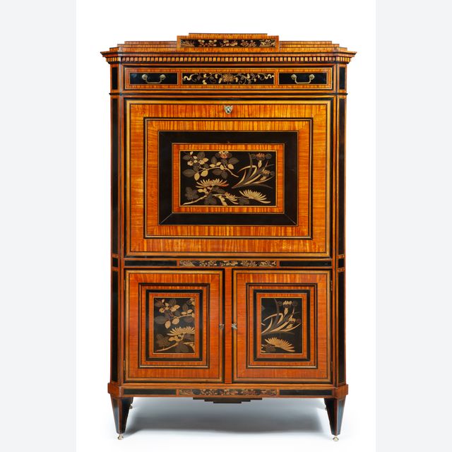 A Dutch Louis Seize secrétaire à abattant with lacquer panels