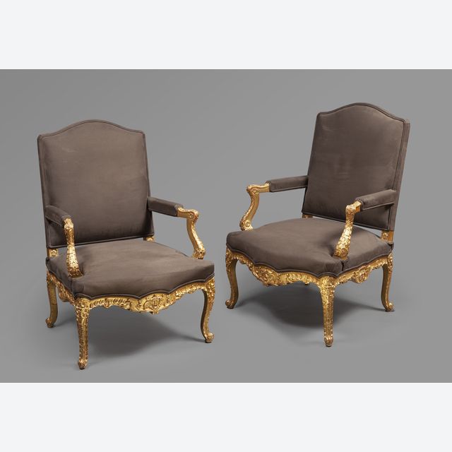 A very decorative pair of fauteuils