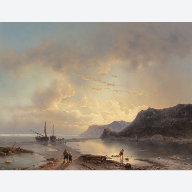 LOUIS JOHAN HENDRIK MEIJER (1809-1866) – EVENING TWILIGHT BY THE SEA