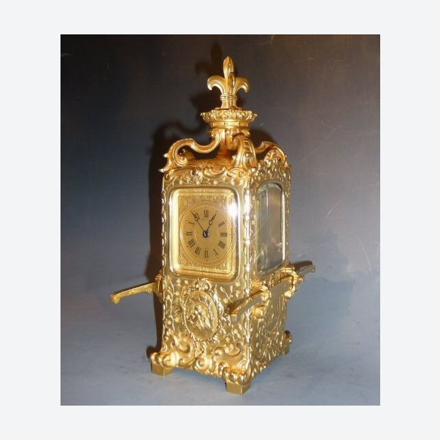 Exceptionnelle pendule de voyage en bronze doré, Lawson & Son, Paris, vers 1890