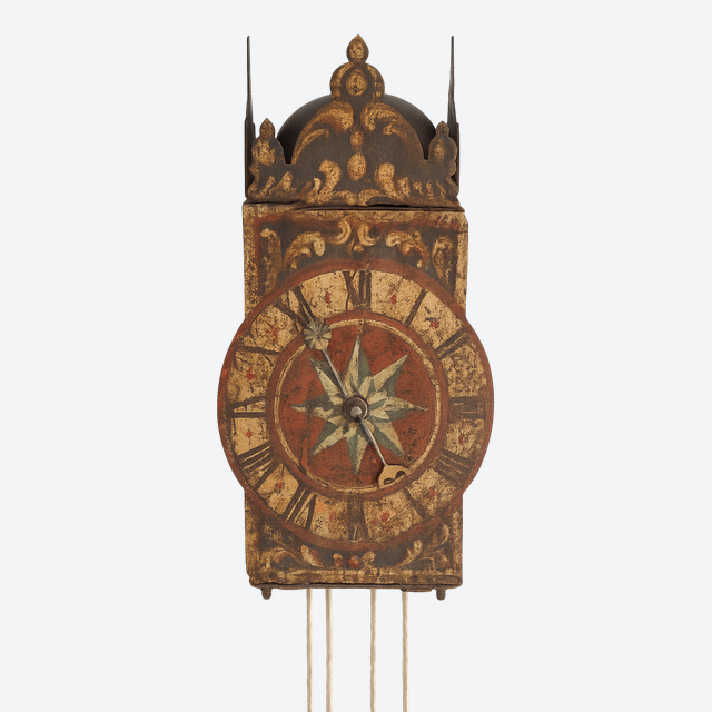 Renaissance Eisenuhr,polychrome Renaissance  iron wall clock, with balance. Circa 1650, South Germany.