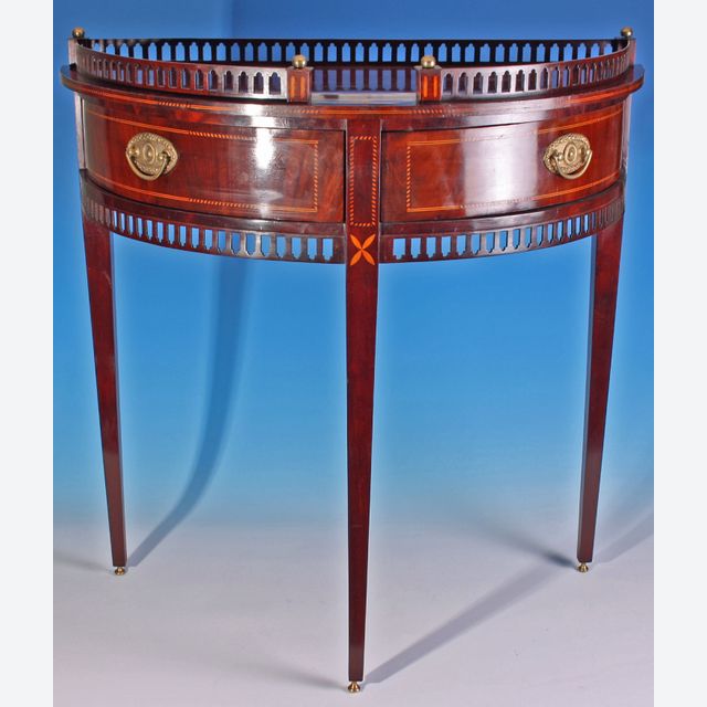 Louis XVI style mahogany demi lune table, Dutch ca. 1850