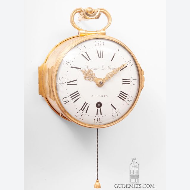 A rare French Louis XVI quarter repeating wall clock, Meunier Le Jeune, circa 1770.