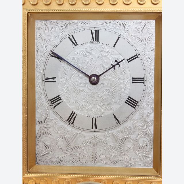An English engraved 'Cole type' gilt table clock, Manoah Rhodes, circa 1860