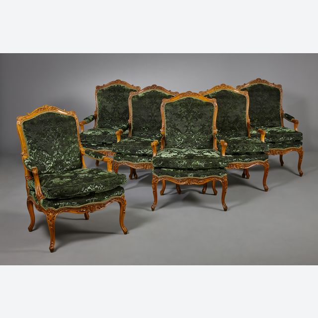 Satz von sechs Louis XV Fauteuils à la Reine