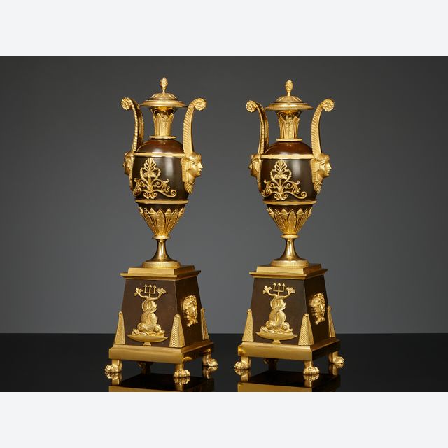 Pair of French Empire Retour d’Égypte ornamental vases