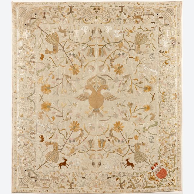 Chinese embroidered silk bedspread