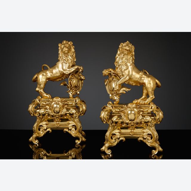 Paire de chenets d’époque Régence