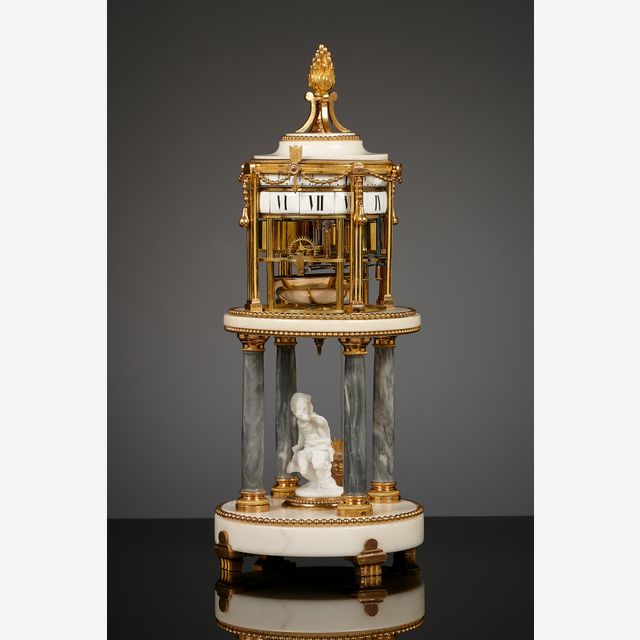 French Louis XVI cercles tournants mantel clock,  Temple de l’amour