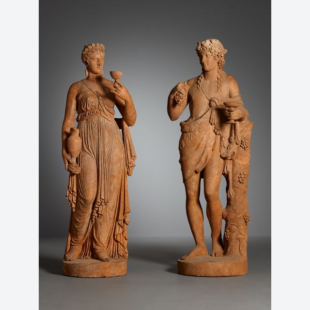 Paar Franse Empire terracotta sculpturen
