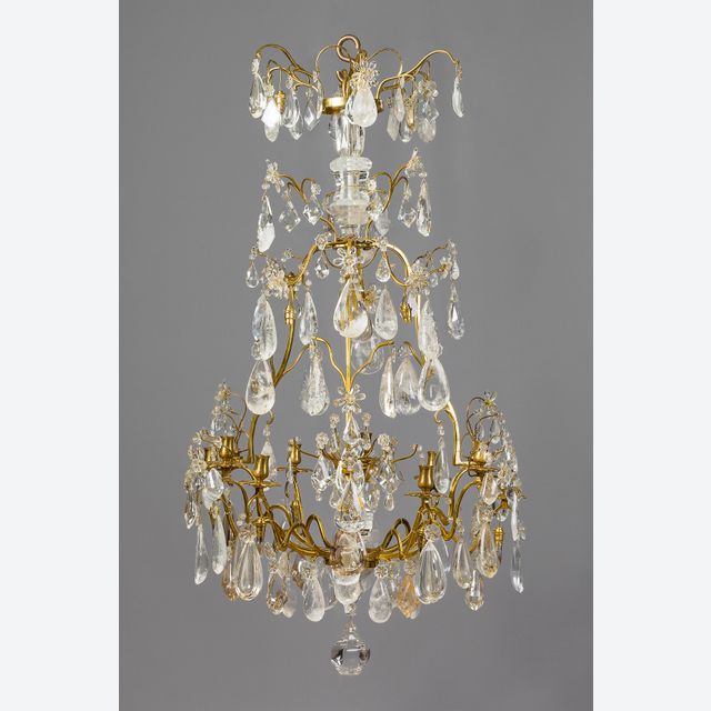 French Louis XV Lustre à Cage with Rock Crystal