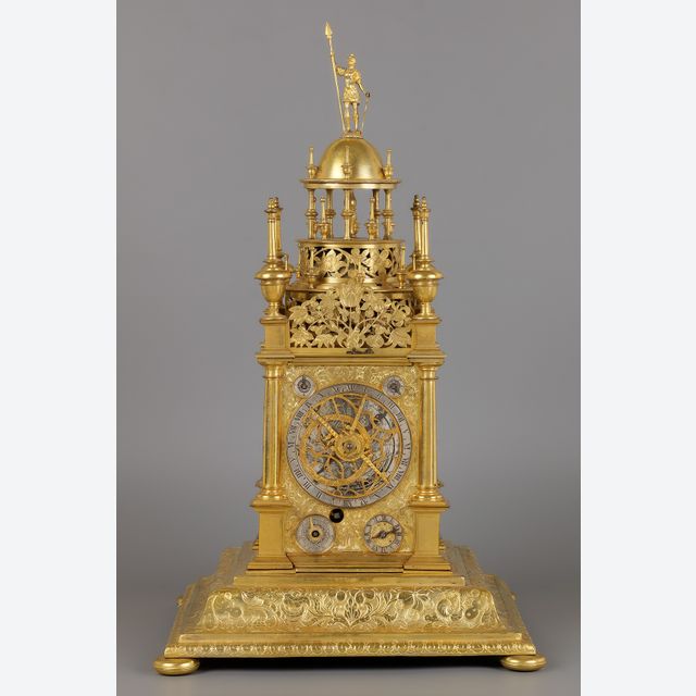 German Renaissance Vertical Astronomical Table Clock