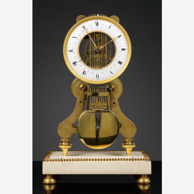 Französische Louis XVI Skelett-Pendule, Robert Robin