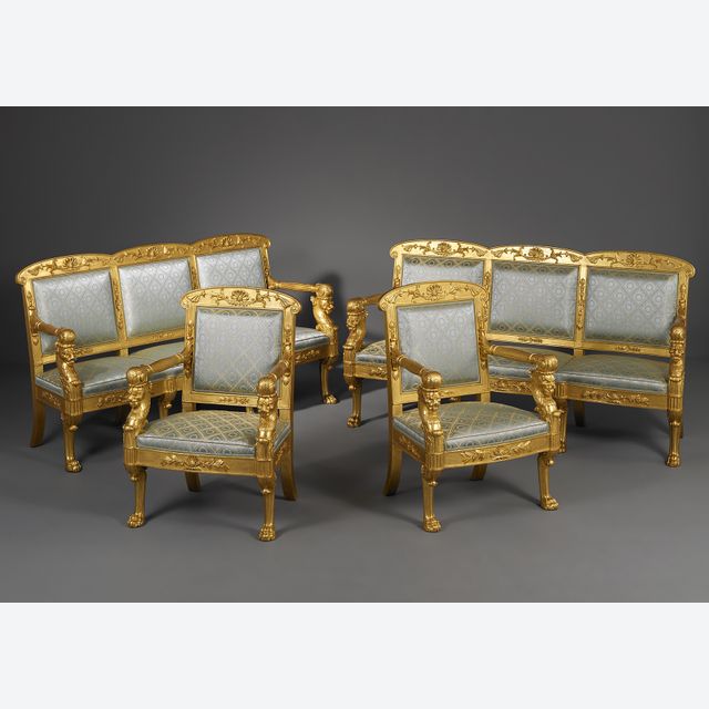Italienischer Empire Salon aus vergoldetem Holz