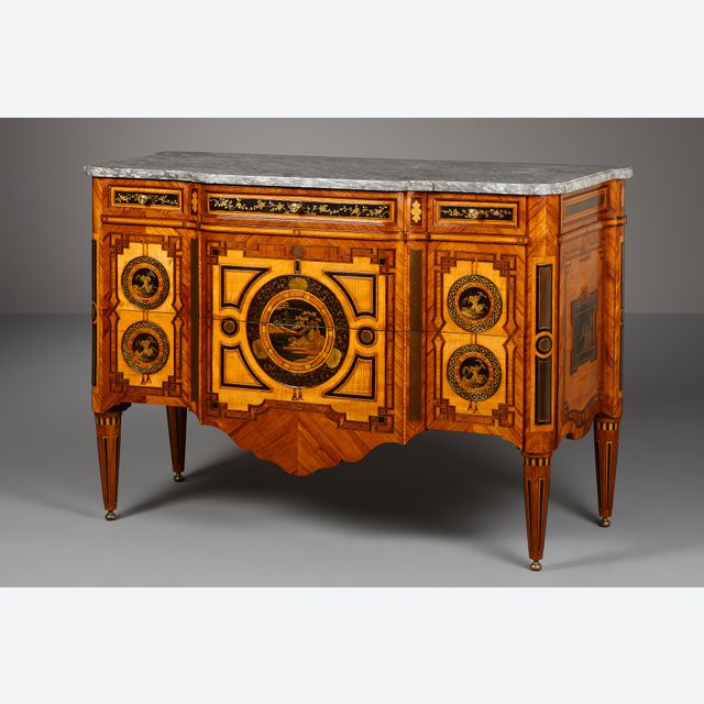 Hollandische Louis XVI Kommode mit japanischen Lackpaneelen