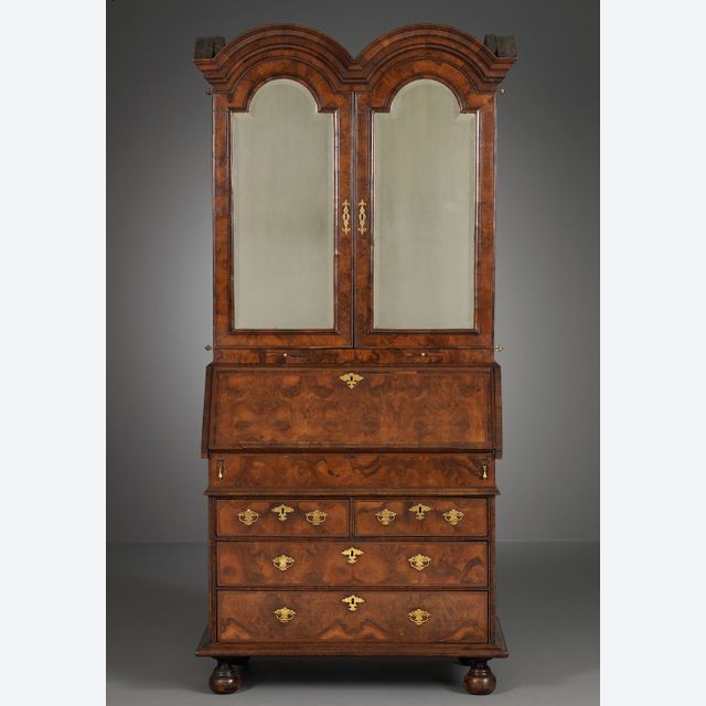 English Double Domed Bureau Bookcase