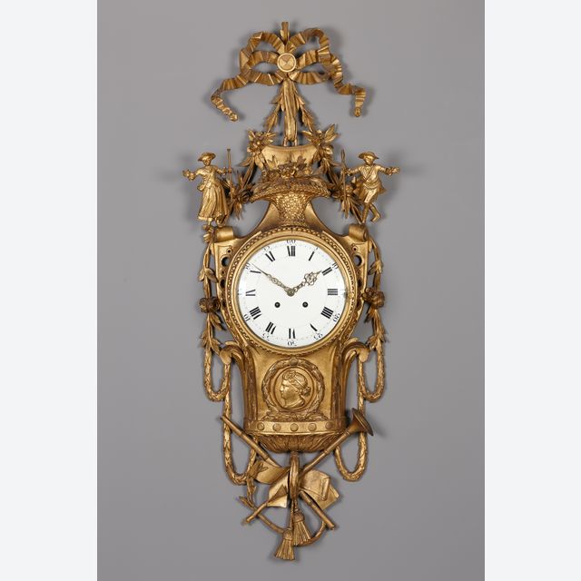 Grote Hollandse Louis XVI houten cartelklok