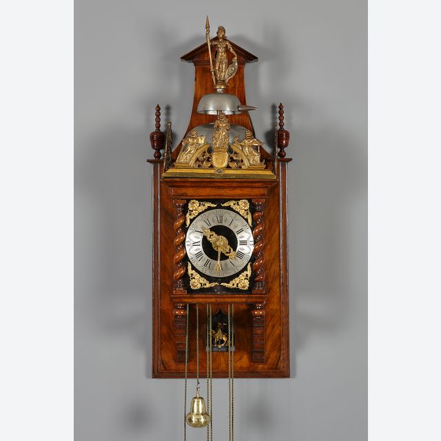Horloge hollandaise zanoise type « Tableau noir » en noyer, Jan Koogies, Wormerveer
