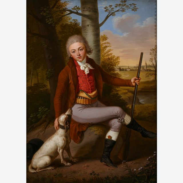 Ludwig Guttenbrunn (1750-1819),  Portrait of a young nobleman in hunting attire