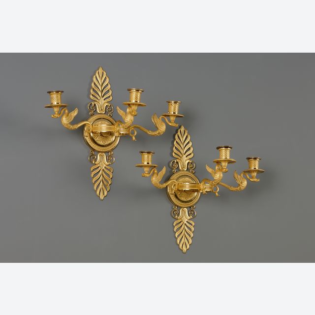 Paar französische empire Appliken mit drei Leuchten