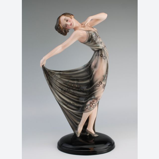 A Goldscheider art deco pottery figure of a lady