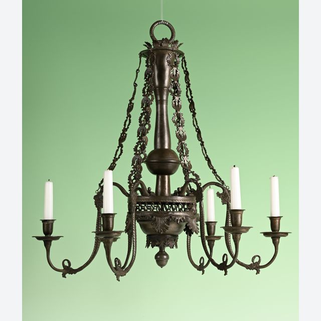 A rare pewter chandelier