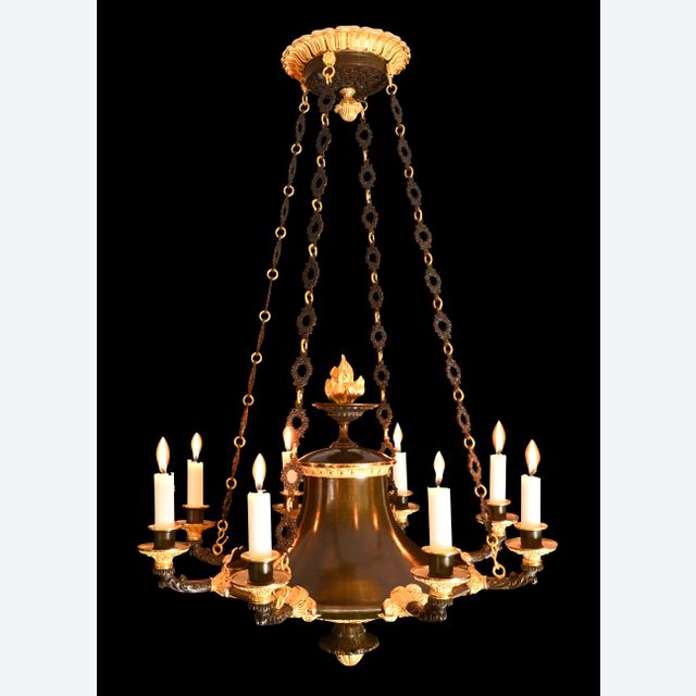 A French Empire discus chandelier