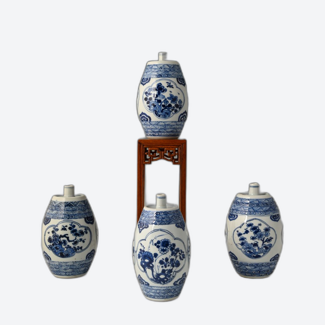 Four Chinese porcelain liquor casks