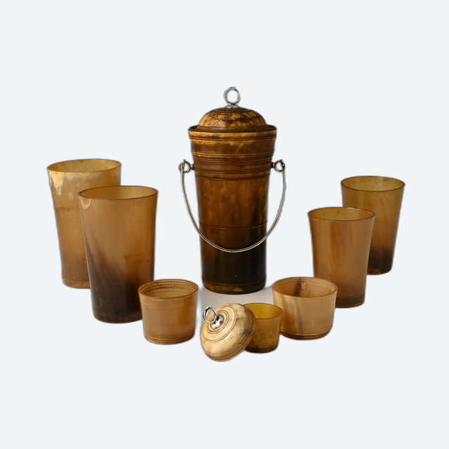 An eight-piece travel mug set