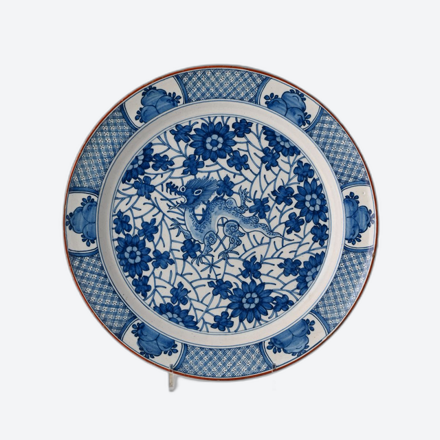 A decorative 18th century Delft dish