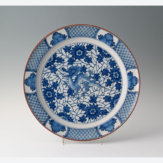 A decorative 18th century Delft dish